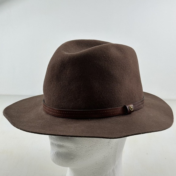 Rag & Bone Womens Floppy Brim Wool Hat‎ Large Brown Fedora Leather Band Made USA main image 12
